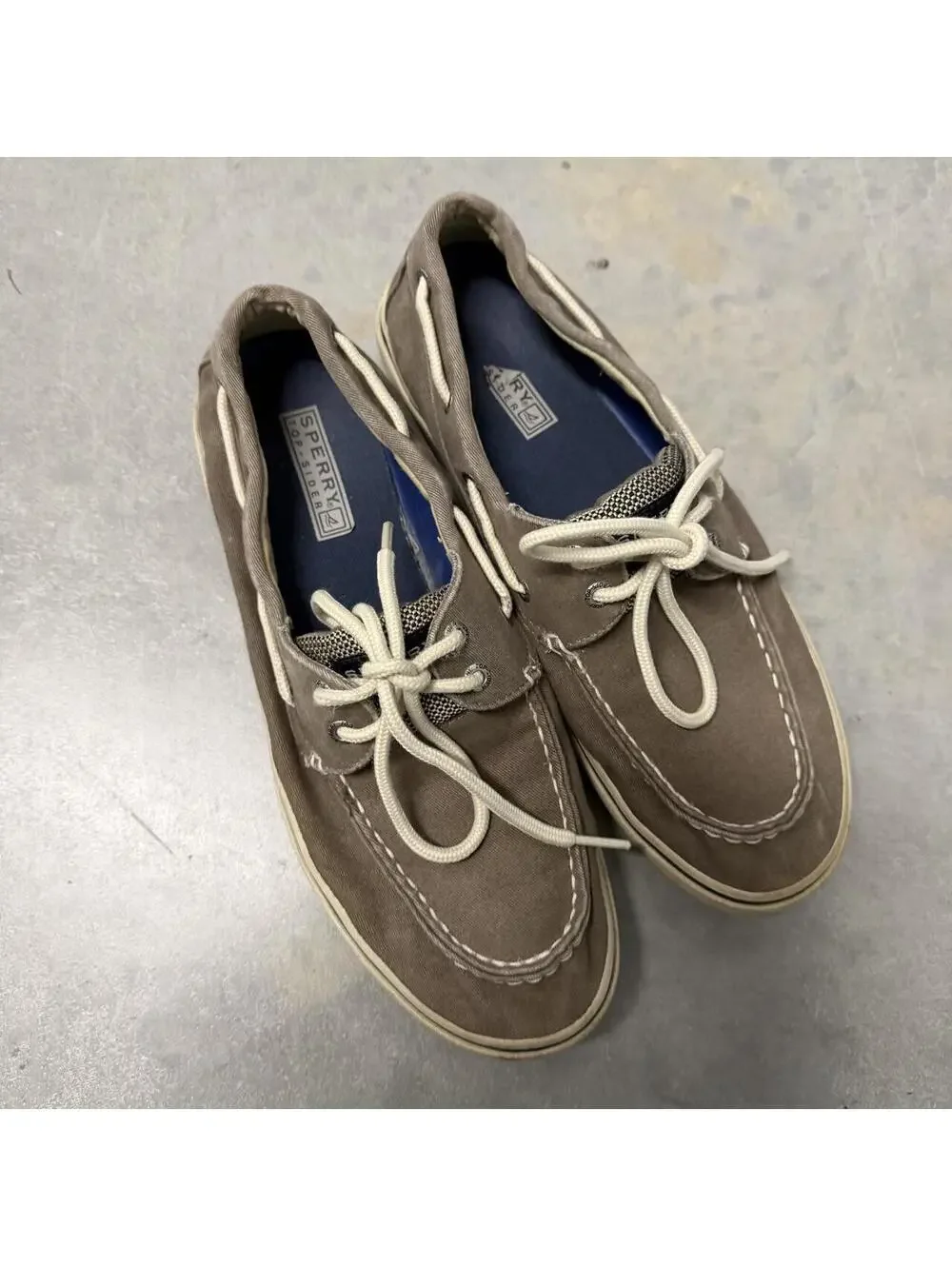 2000s Sperry Bahama 2-Eye Gray Canvas Boat Shoes M Size 9 Casual Deck Sneakers